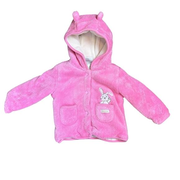 Absorba Pink Hooded Fleece Jacket with Bunny Design size 3-6 mos - Picture 1 of 6